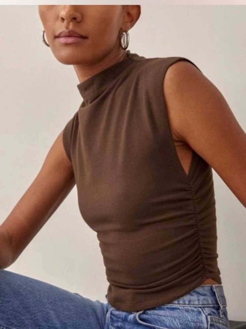 Reformation Lindy Top in Cafe (M)